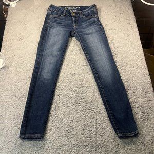 American Eagle Women's Blue Jegging Super Stretch Denim Jeans High Rise Size 6S